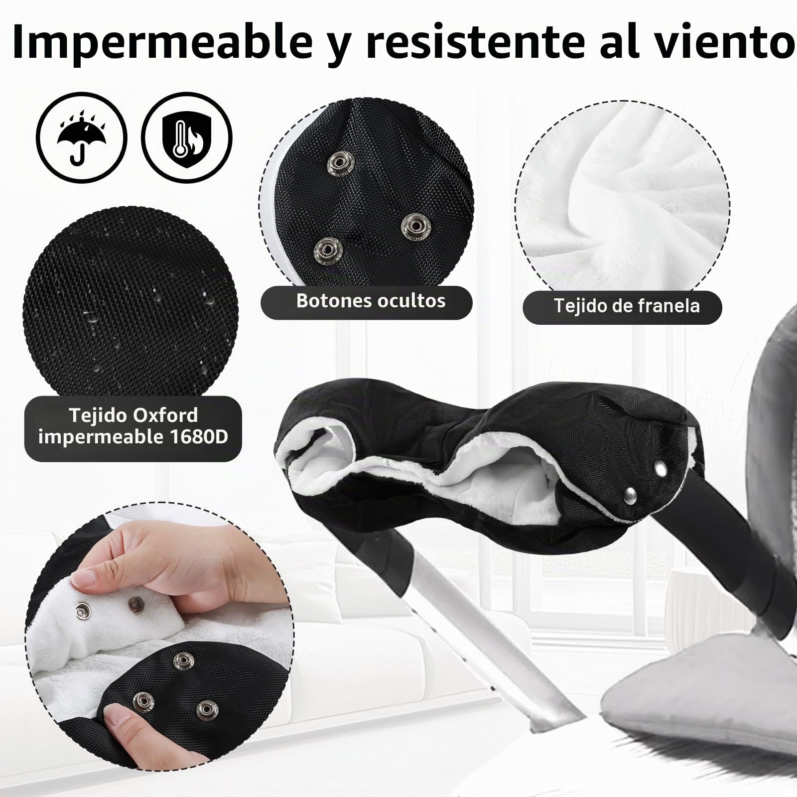 CNMTCCO Calentador de manos para cochecito de bebé, resistente al viento, calentador de manos con forro polar cálido, guantes para cochecito de bebé a prueba de viento en tamaño universal, calentador