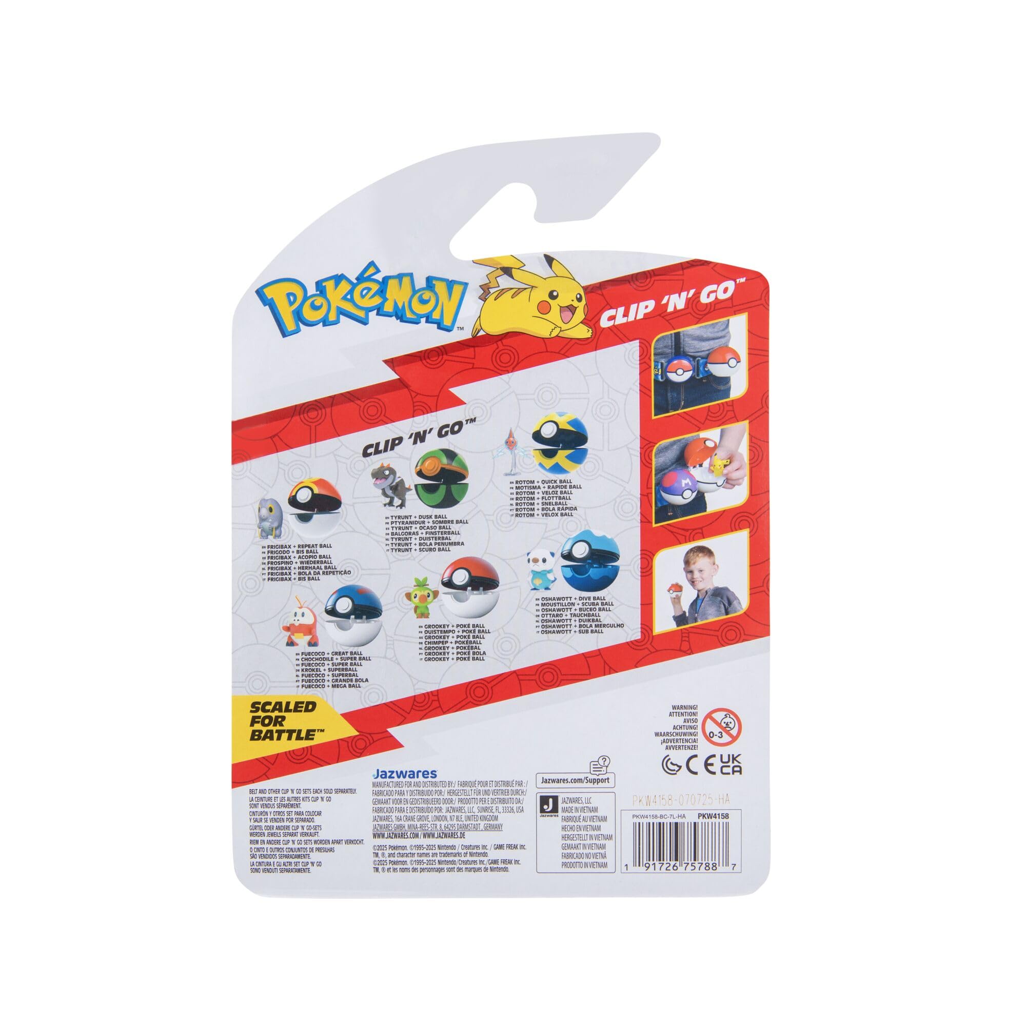 Pokémon PKW4158 - Clip 'N' Go Ottaro z piłką do nurkowania, oficjalny zestaw
