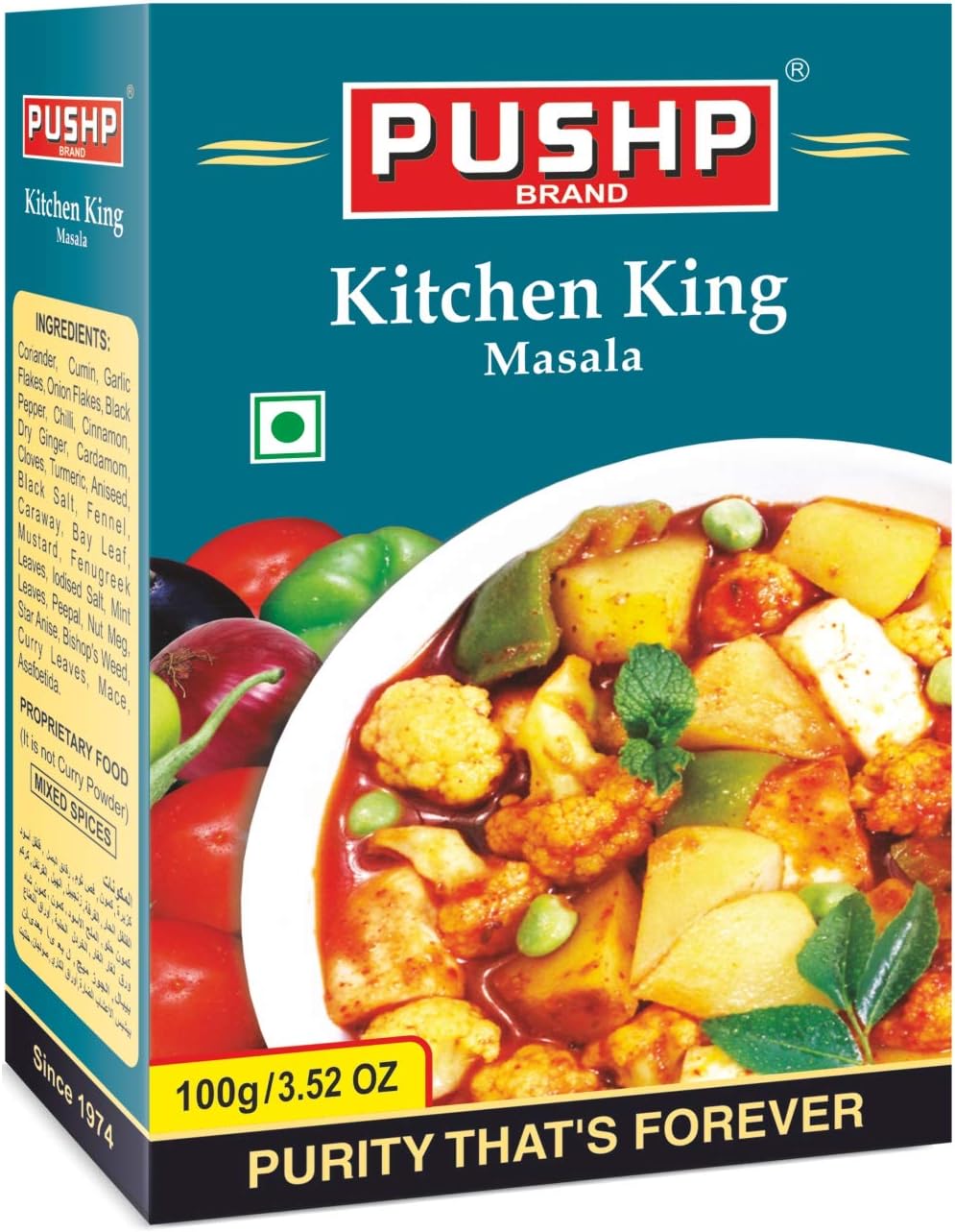 Pushp Brand Kitchen King (Pack Of 1, 100Gram Pack) (Pack Of 1), Vegetable Masala - Powder