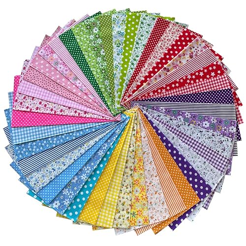 42PCS Cotton Fabric Bundles, 10"x10" Cotton Fabric Patchwork Squares Floral