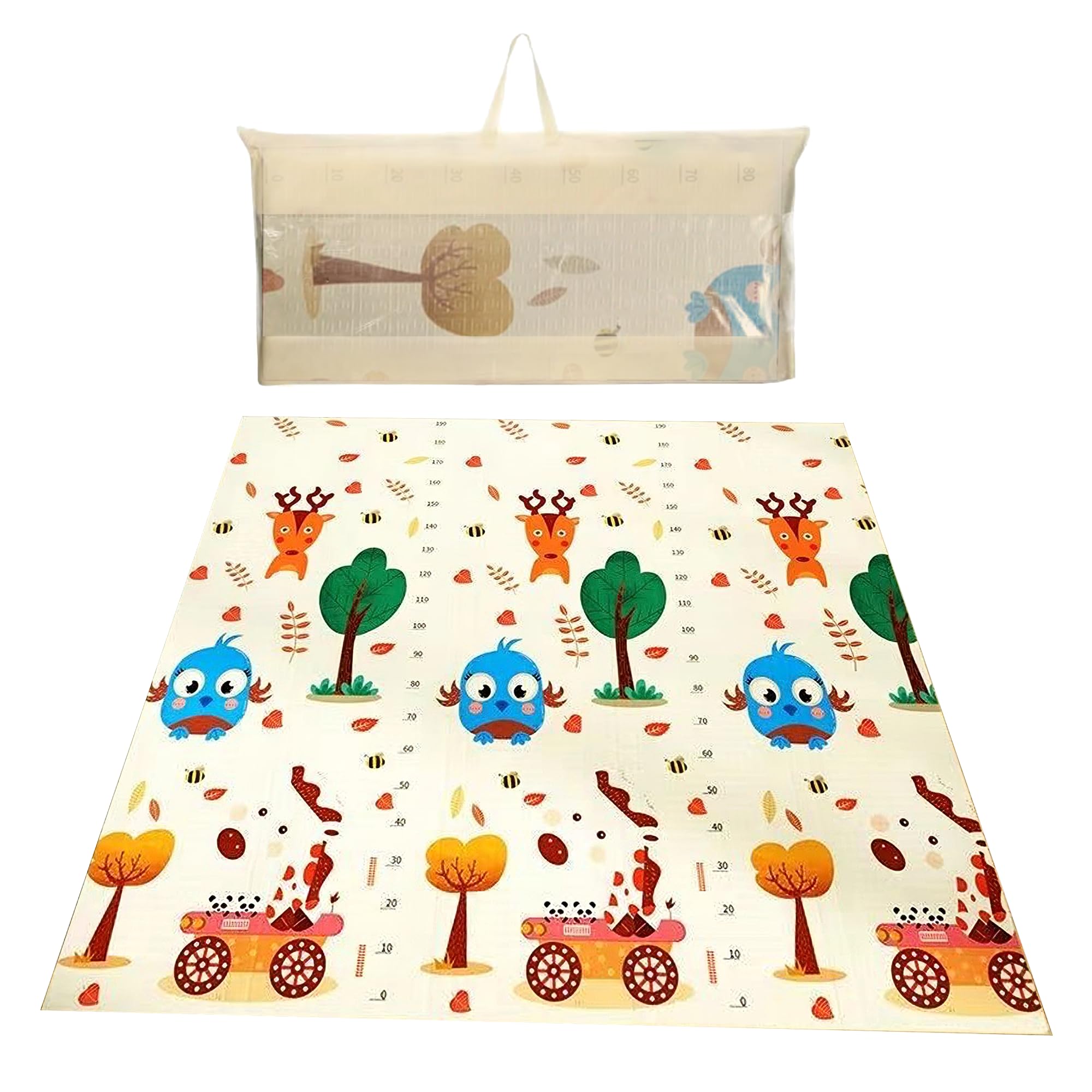 Baby Play Mat for Floor – Foldable Waterproof Foam Playmat for Babies & Toddlers – Large 200x180cm Reversible Non Slip Nursery & Playroom Mat – Woodland Animals