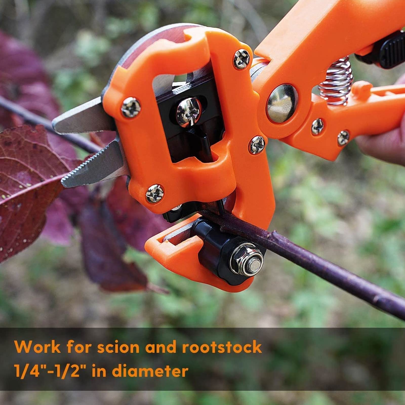 Profi Gartenschere Set, Gartenschere Veredelungszange, Pfropfen Werkzeug Kit Pfropfschere Garten Ratschenschere Professional Garten Veredelungsschere für Blumen Obstbäume Zweige, Orange,Style2