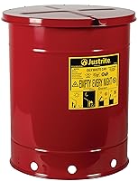 Vista 8 de Justrite Mini Bote de Basura para Desechos Aceitosos de Mostrador de Acero Galvanizado de 0.45 Galones, Lata de Seguridad de Metal para Trapos