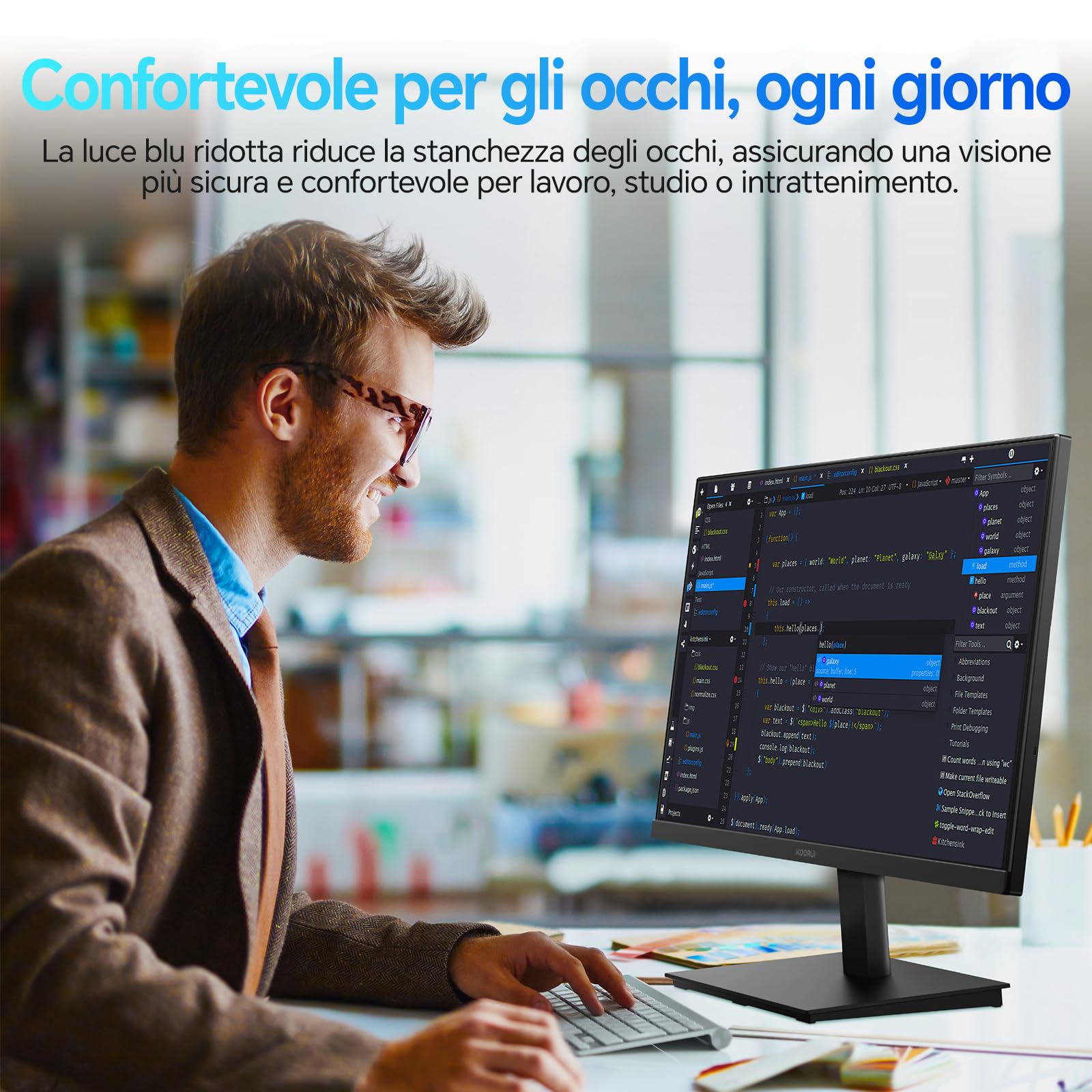 KOORUI E2412F Monitor PC 24 pollici Full HD VA 100Hz 5ms 1920x1080 HDMI VGA VESA Adaptive Sync