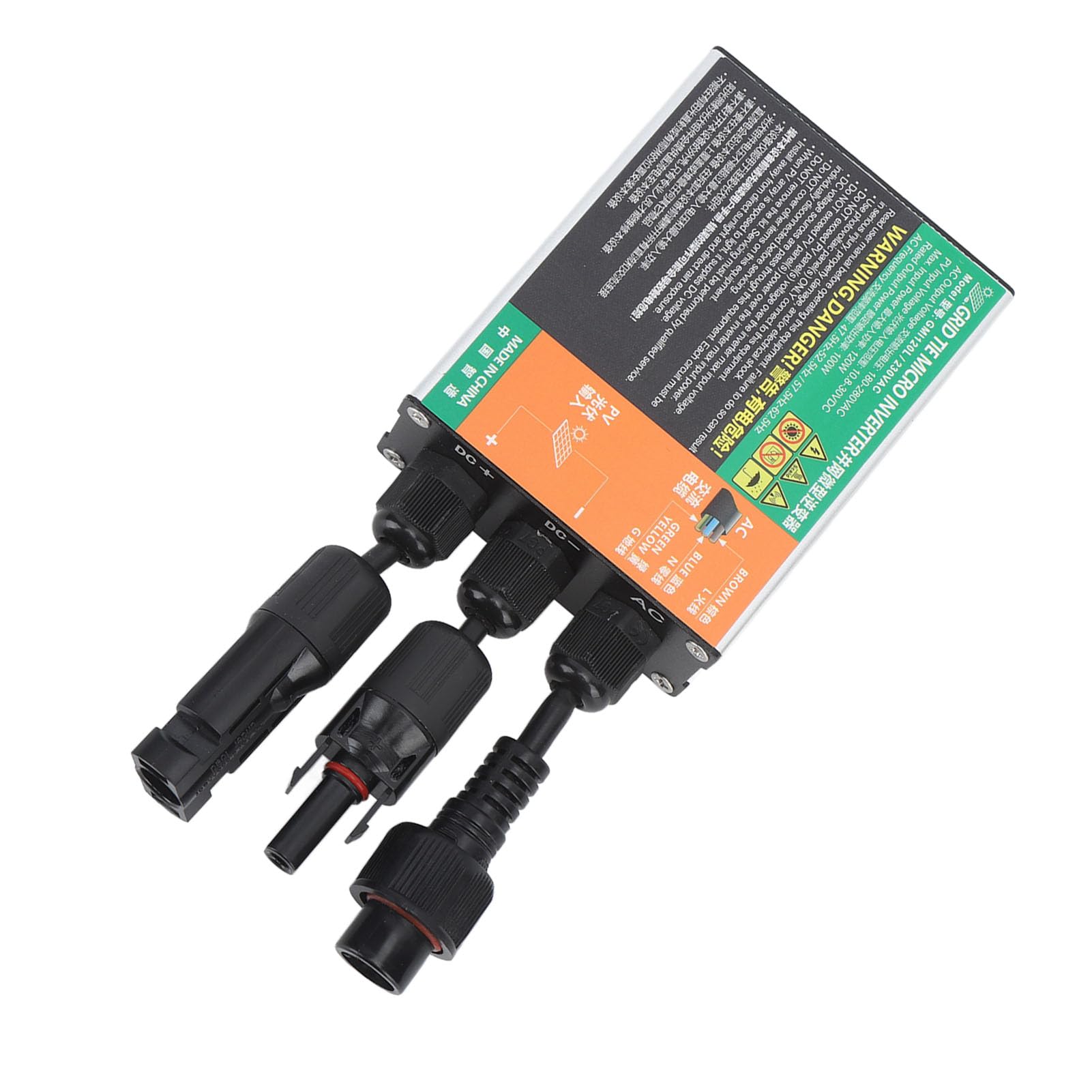 Solar-Wechselrichter, Grid-Tie-Mikro-Wechselrichter aus Aluminiumlegierung, 180 W, AC220V, Sinus-, Stapelbarer Schaltkreisschutz für Camping, Wohnmobil, Solarstromnutzung