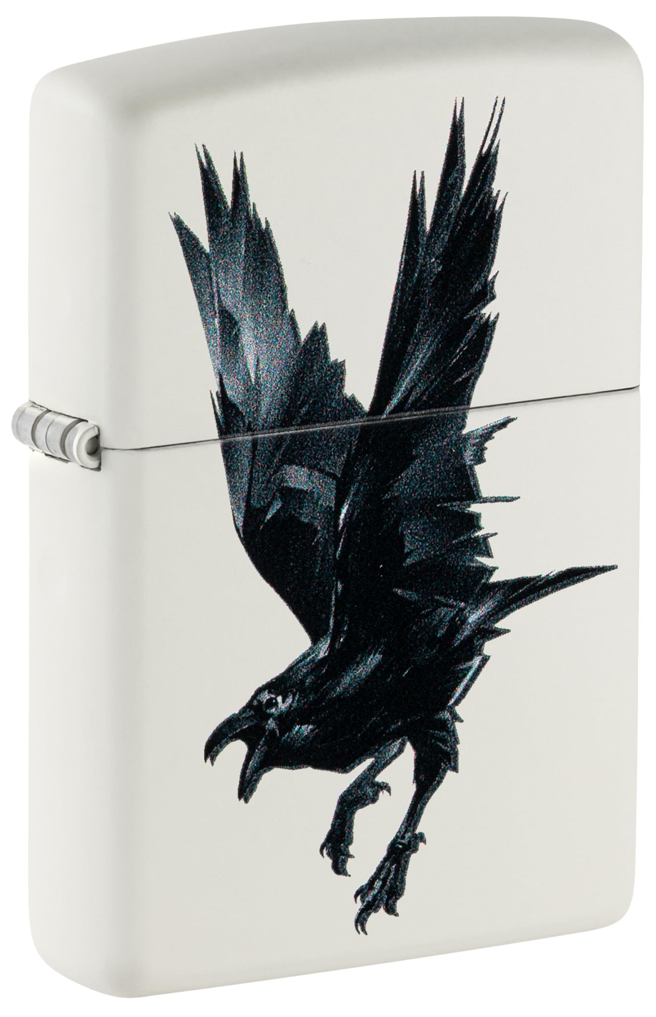 Zippo Briquet tempête Raven rechargeable blanc mat motif corbeau coupe-vent pour homme