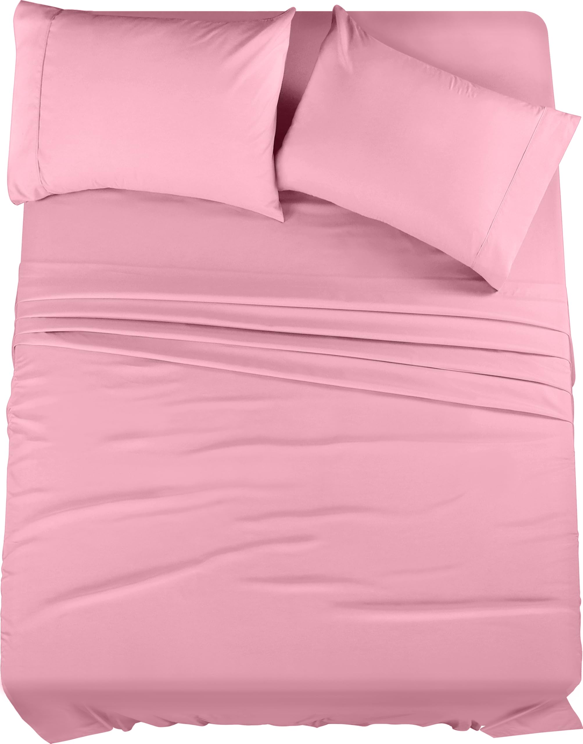 Utopia Bedding Queen Sheet Set – 4 Piece Bed Sheets for Queen Size Bed, Soft and Breathable Microfiber, Includes 1 Fitted Sheet, 1 Flat Sheet and 2 Pillowcases (Pink)