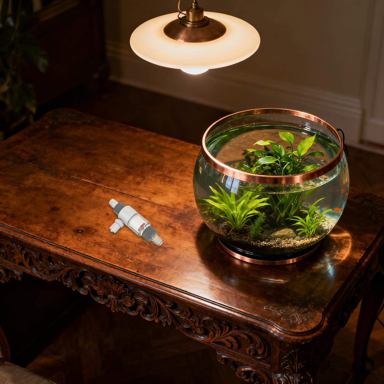 Diffusore Co2 per Acquario Piantumato, Atomizzatore Esterno | Design Nano Bolle, Installazione in Serie, Acrilico e Lega di Alluminio, Argento