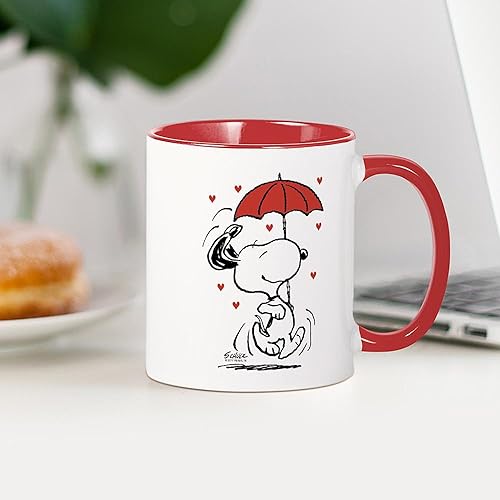 Miniatura 4 de CafePress Peanuts Snoopy Raining Hearts - Taza de café de cerámica (11.0 fl oz)