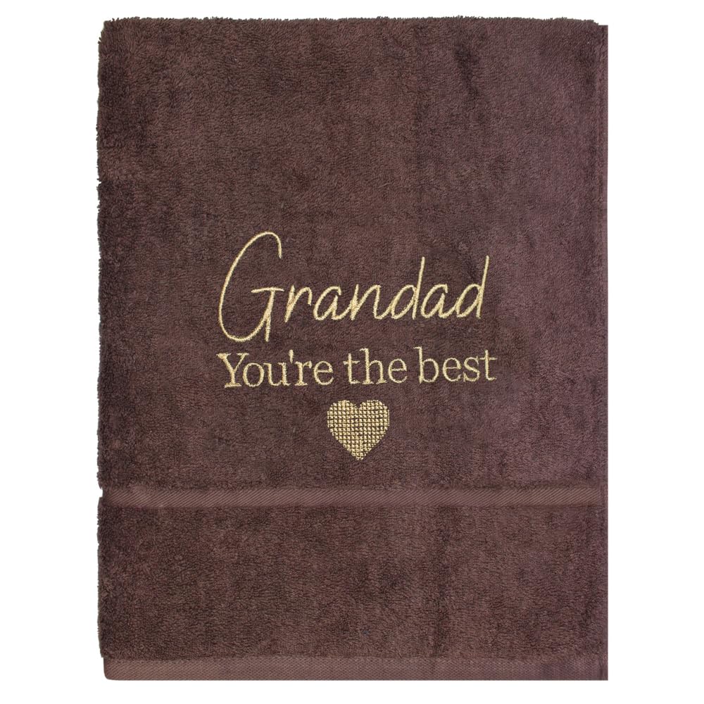Teddyt's Grandad Hand Towel Personalised Grandad & Dad Gift Message Chocolate Brown Hand Towel (Grandad Hand Towel)