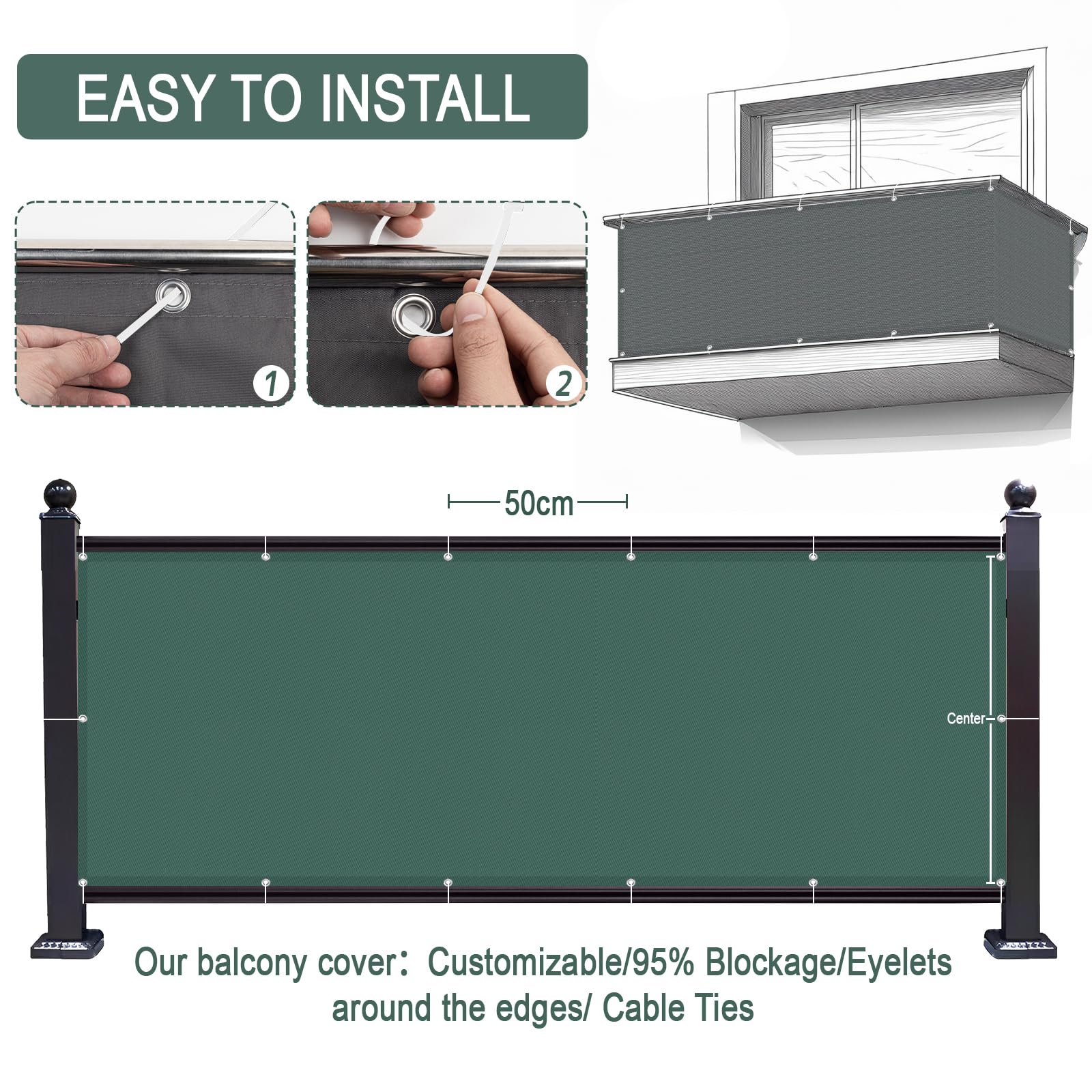 LOVE STORY Balcony Privacy Screen 90x800cm - Image 4