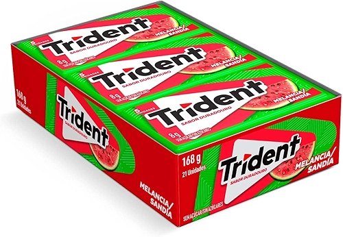 Chiclete Trident Melancia Sem Açúcar - Caixa com 21 unid. de 8g