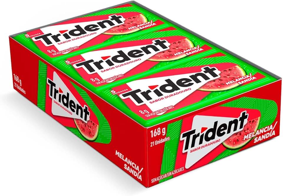 Chiclete Trident Melancia Sem Açúcar - Caixa com 21 unid. de 8g