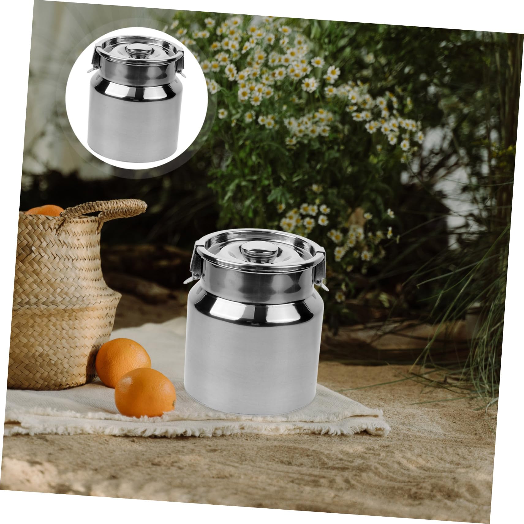 Jarra Redondeados Leche de Inoxidable Acero Tapa Sellada o 2.5l y Almacenamiento Seguro Bordes Lisos en Cocina Cafetería