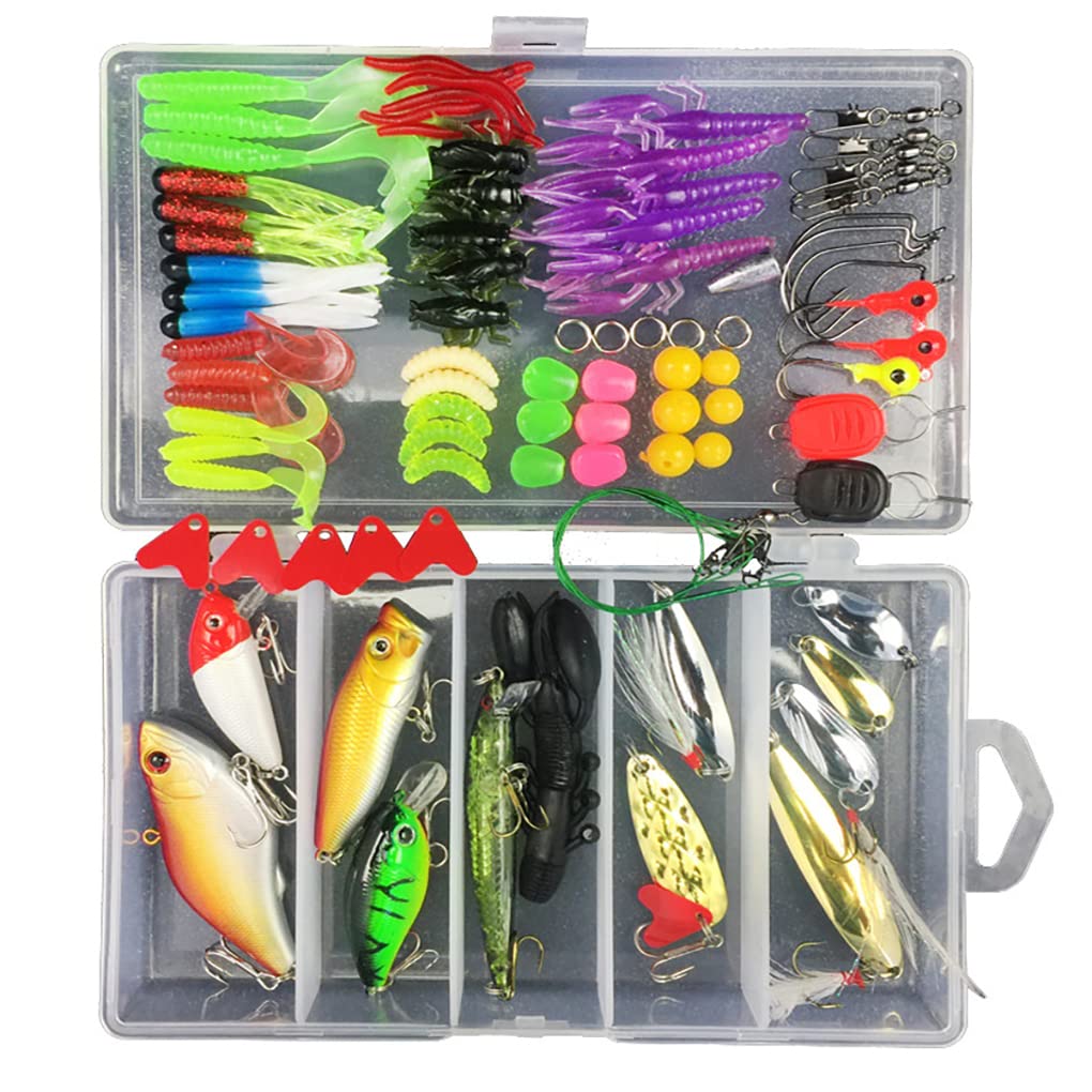 Hhudock (88 Pieces) Freshwater Fishing Bait Set Fishing Tackle Box, Realistic Fishing Bait, Best Fishing Gift