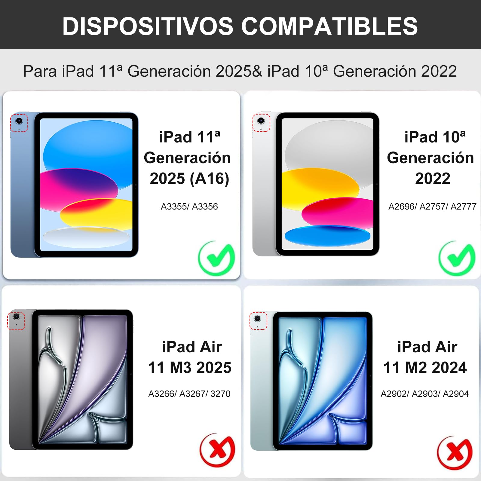 Funda Teclado para iPad A16 11 Gen 2025/ iPad 10ª Generación 2022 | Funda para iPad A16 con Teclado Bluetooth Trackpad Español, Teclado Retroiluminado Inalámbrico para iPad 10/11 Gen A16-Blanco
