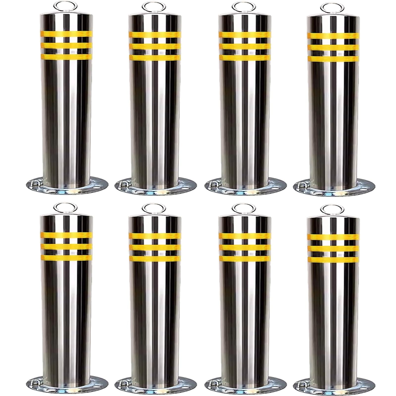 HDYZJQ 60 80 Cm Removable Bollard Post with Lock, Heavy Duty Traffic Delineator Post with Base, Steel Safety Bollards for Parking Lot/Driving Training(8pack,H65cm/25.6in)