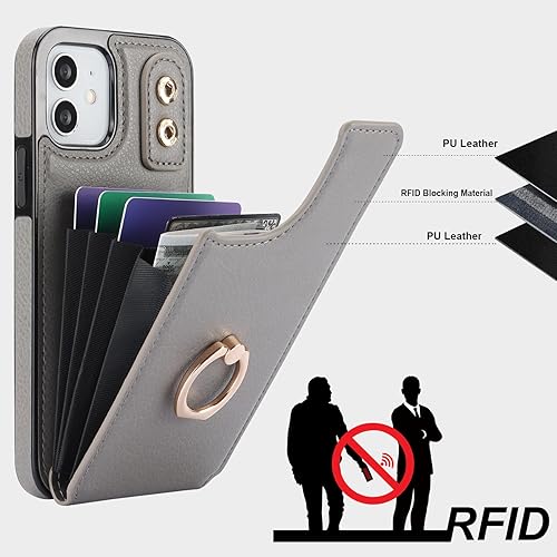 Miniatura 5 de Folosu Funda compatible con iPhone 1212 Pro con soporte para tarjetas, rotación de 360, soporte de anillo de dedo con función atril, protección
