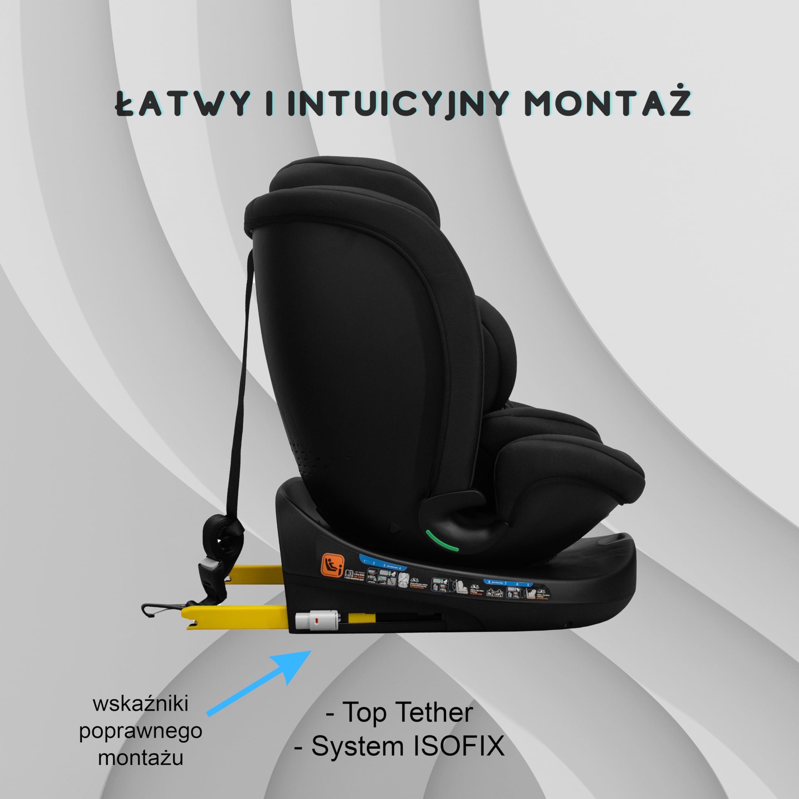 Fotelik samochodowy dla dzieci 0-36 kg – i-Size 40-150 cm, ISOFIX z bazą obrotową 360° – RWF/FWF, regulacja zagłówka i nachylenia – Memory Foam, dla dzieci od 0 do 12 lat