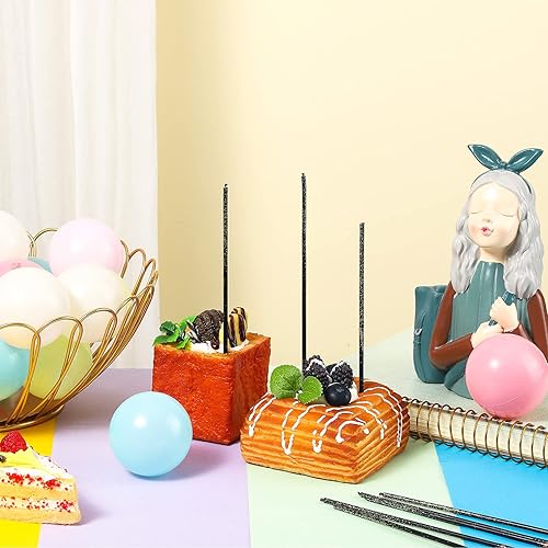 Miniatura 4 de Juego de 30 velas de cumpleaños largas y delgadas para tartas metálicas doradas y negras, juego de decoración de fiesta para pasteles, cupcakes,