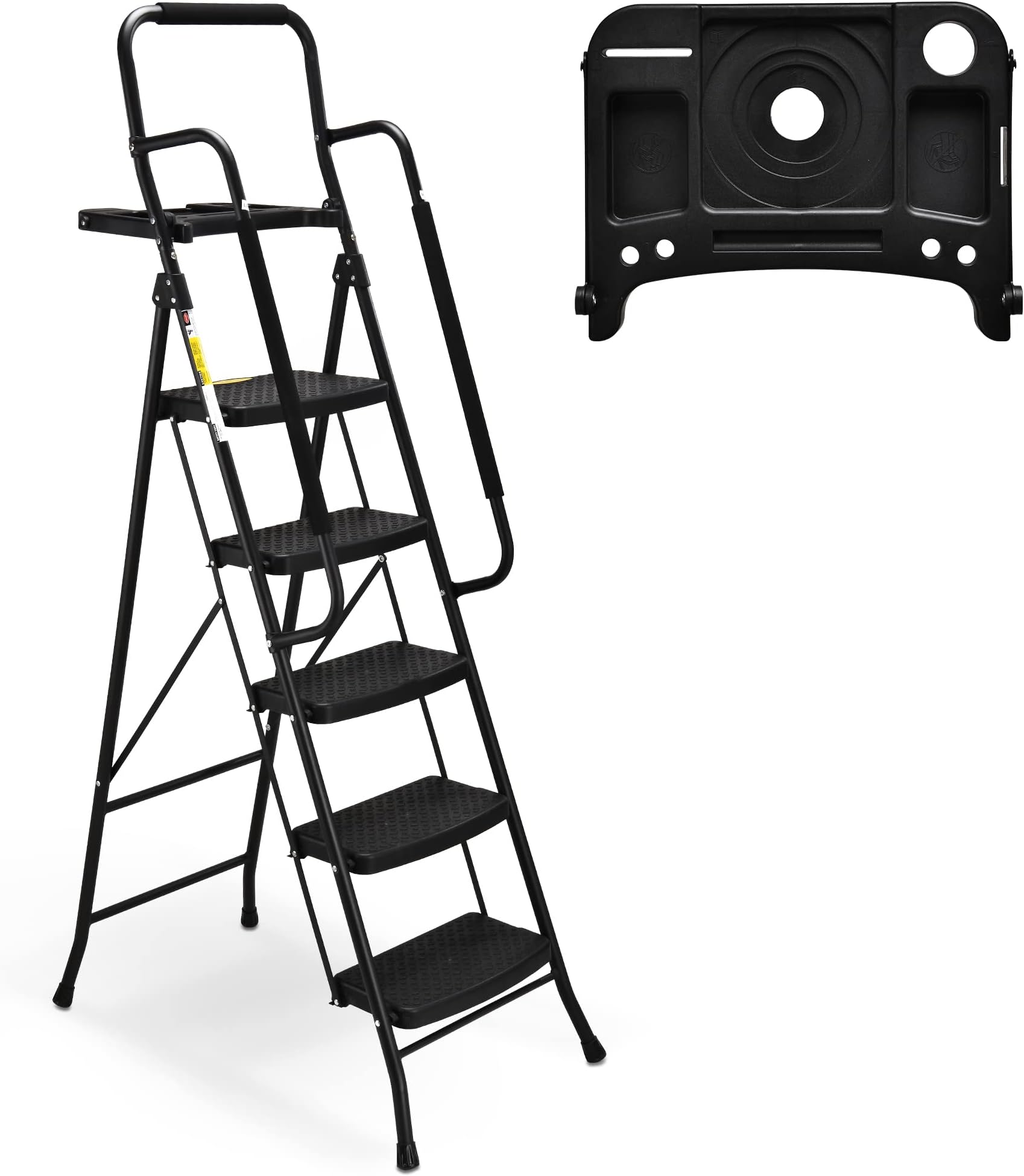 Soctone Ladder, A Frame 6 Step Ladder Extension Ladder, 15 Ft Multi Position Ladder & Removable Tool Tray with Stabilizer Bar, 330 lbs Weight Rating Telescoping Ladder for Household or Outdoor Work