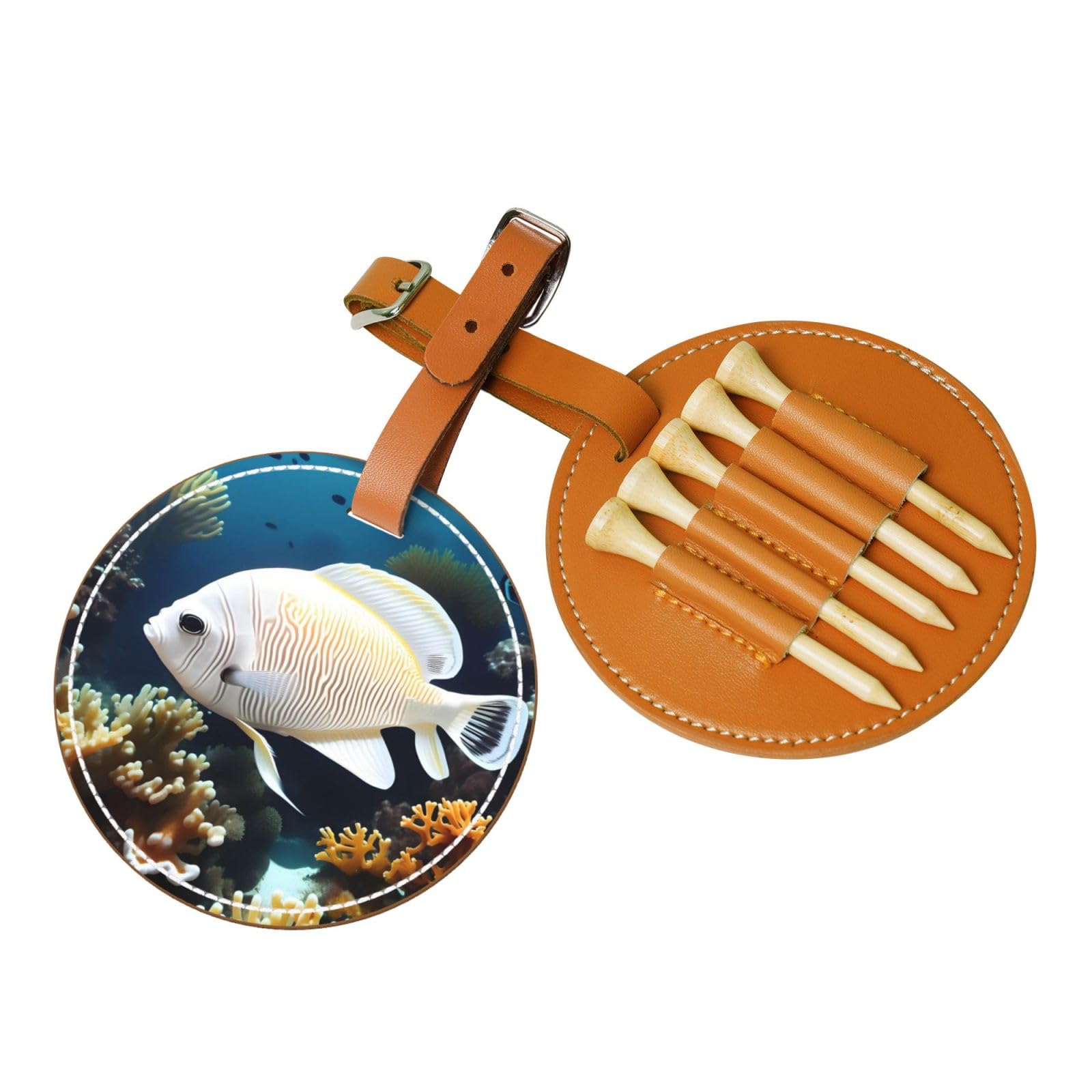 WXXWXD White-golden fish Printed Golf Tee Storage Bag - Portable Storage, Easily Organize Tees