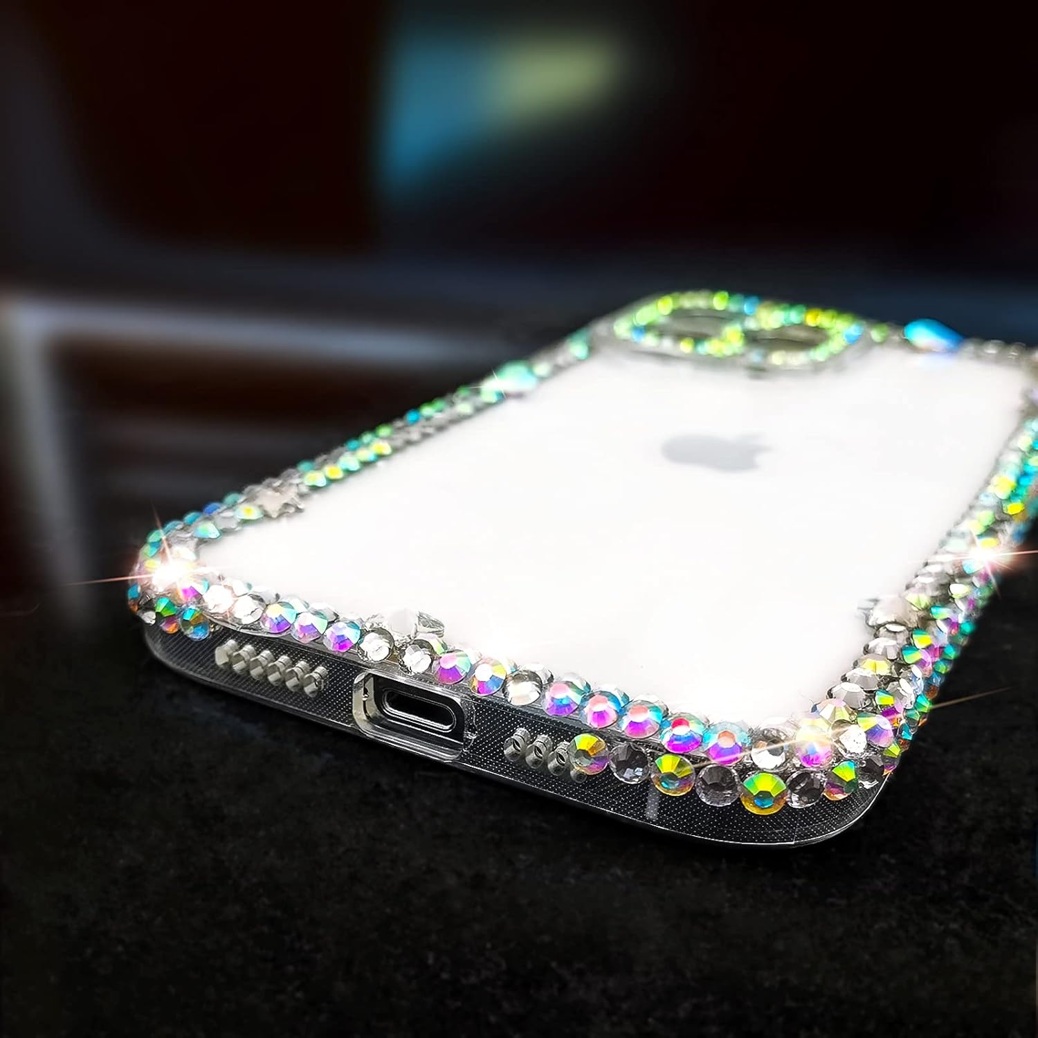 Bonitec Compatible with iPhone 12 Pro Max Case for Women 3D Glitter Sparkle Bling Luxury Cute Shiny Crystal Charms Rhinestone Diamond Protective Cases Camera Protection Cover for Ladys, Girls Clear - Image 7