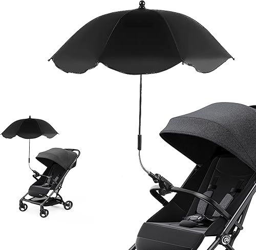 Miniatura 6 de Silfrae Paraguas para cochecito de bebé, paraguas de rayos UV, sombrilla impermeable