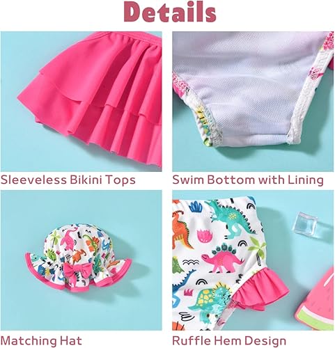 Miniatura 2 de Aalizzwell Traje de baño para niñas pequeñas con sombrero