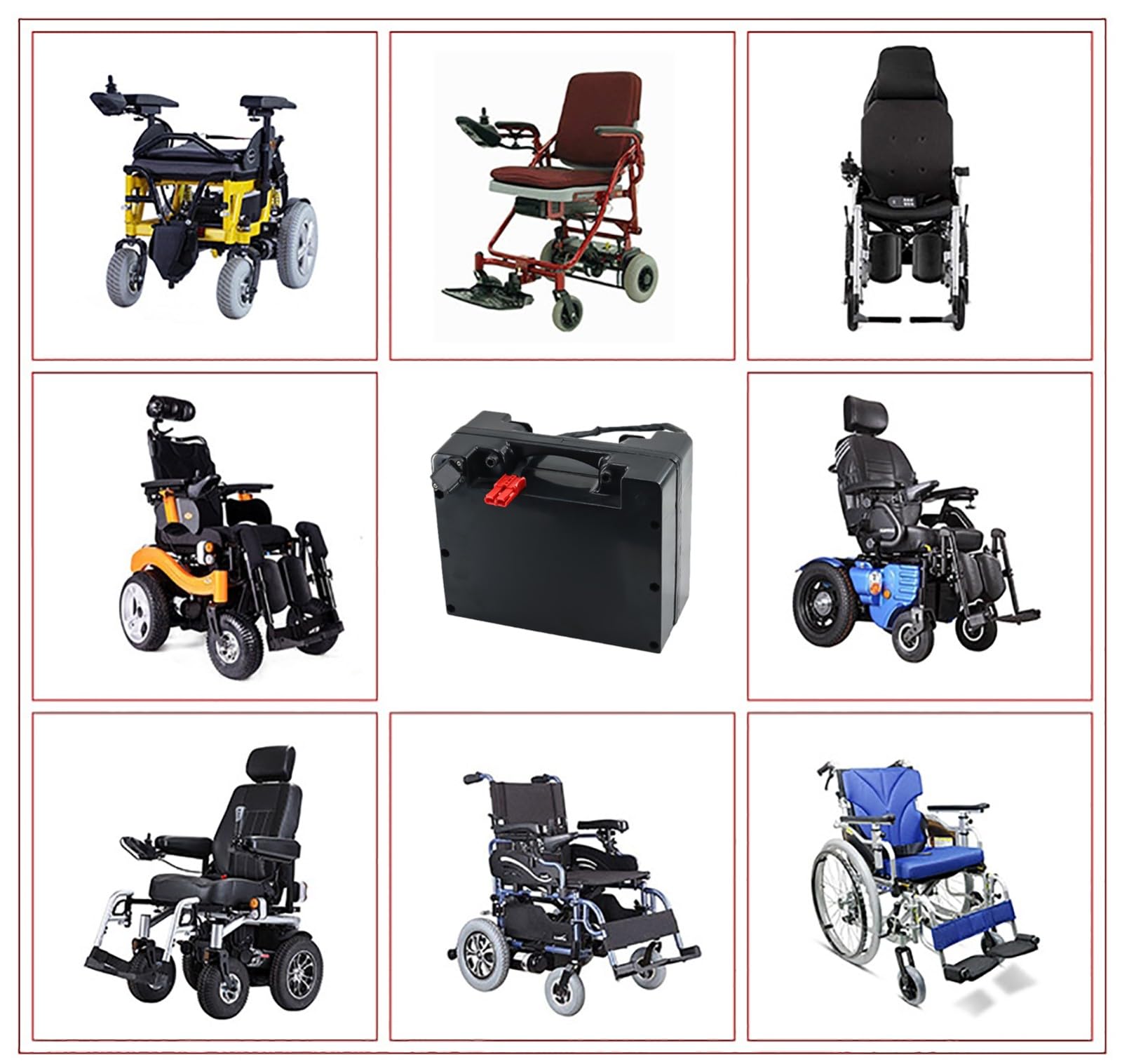 Batería para Silla De Ruedas Eléctrica, Paquete De Baterías De Litio De 24 V 12 Ah 15 Ah 20 Ah con Cargador, Batería Recargable De 24 V con Conector Anderson Rojo.