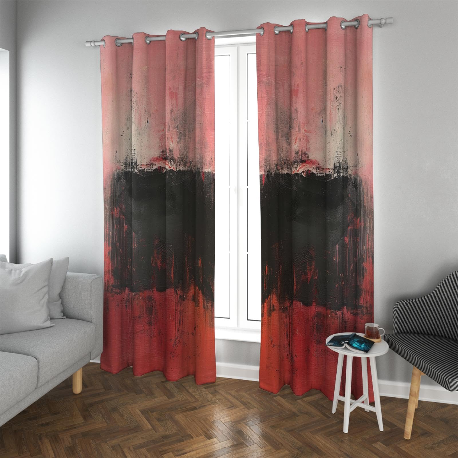Rideaux occultants dégradés rouge noir rose H183xB117cm pour salon
