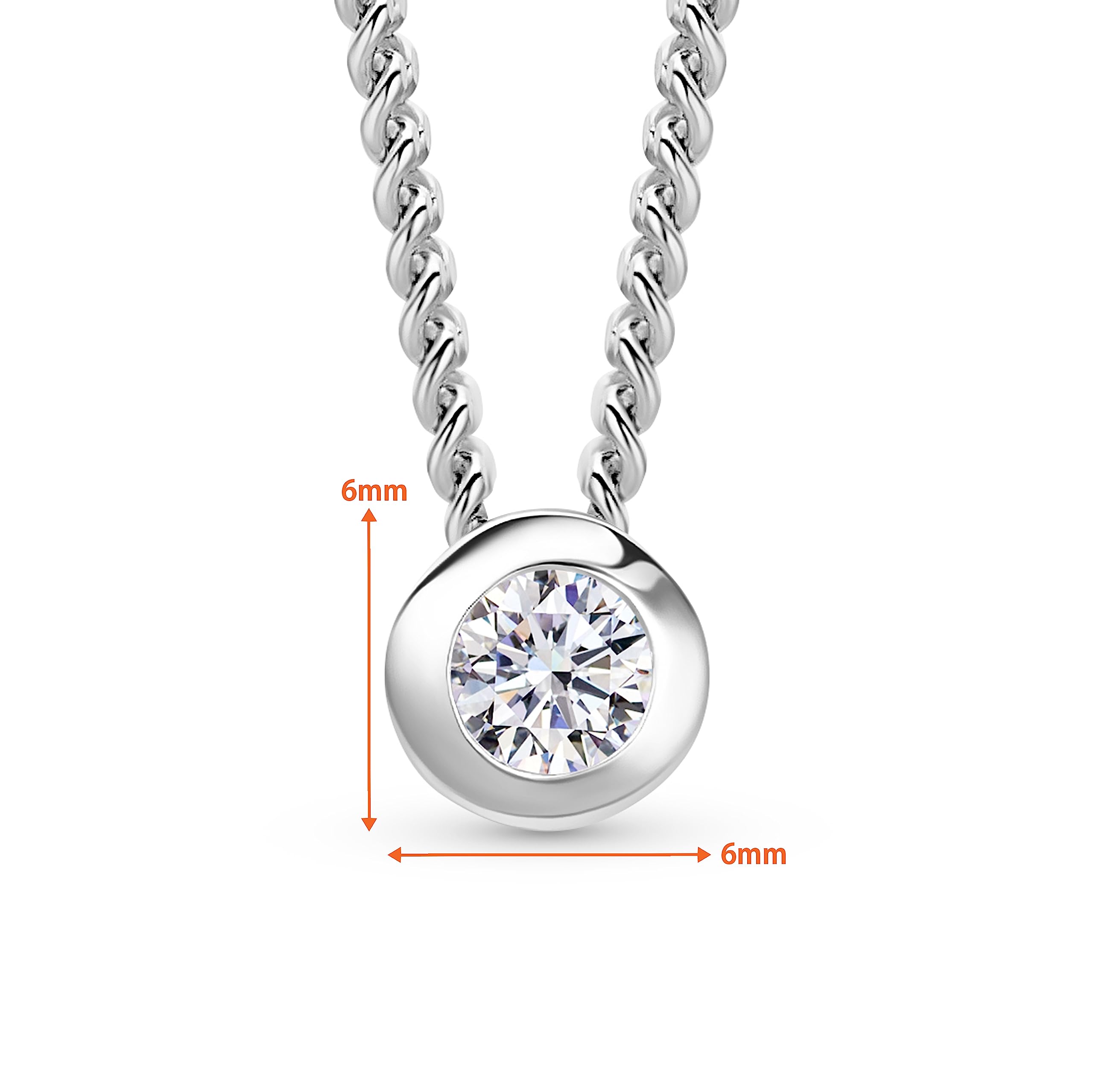 OROVI Collana Donna Argento 925 Collana con Ciondolo Punto Luce con Zircone 46 cm, gioiello anallergico confezionato in un elegante astuccio portagioie