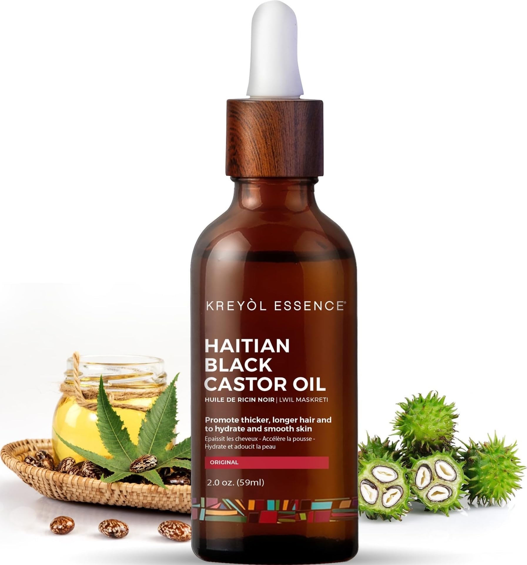 Haitian Black Castor Oil Kreyol Essence Kreyรฒl Longer Hair and Clear Skin As Seen On Shark Tank Original