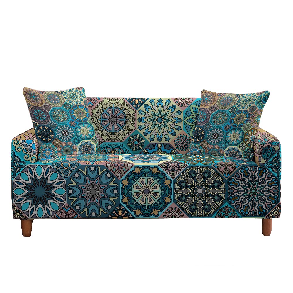 FANSU Stretch Sofa Cover Exotic Bohemia Patchwork Printed Slipcover, Universal Settee Loveseat Couch Cover Home Decor, Soft Removable Washable Pet Furniture Protector (I,3 seater)