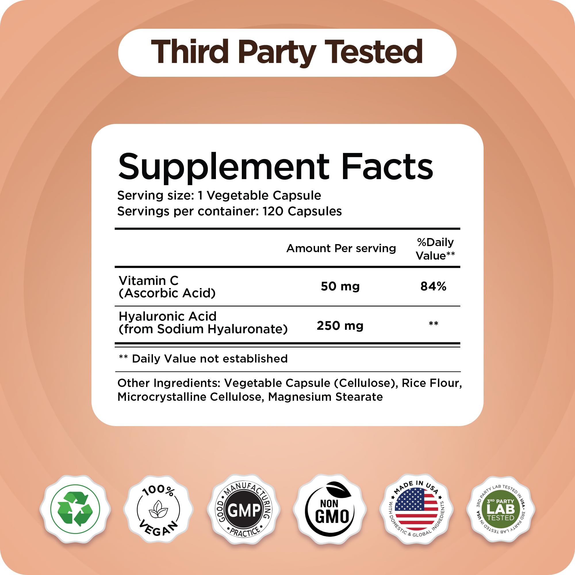 Balancebreens Hyaluronic Acid Supplements 250mg, 120 Vegan Capsules — Amazon image 8