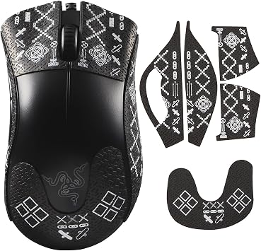 immoenuc Mouse Grip Tape Sticker for Razer DeathAdder Essential Mouse Anti Slip Skin Self-Adhesive,Pre-Cut,Sweat-Resistant Game Mouse AccessoriesPrinting Pattern