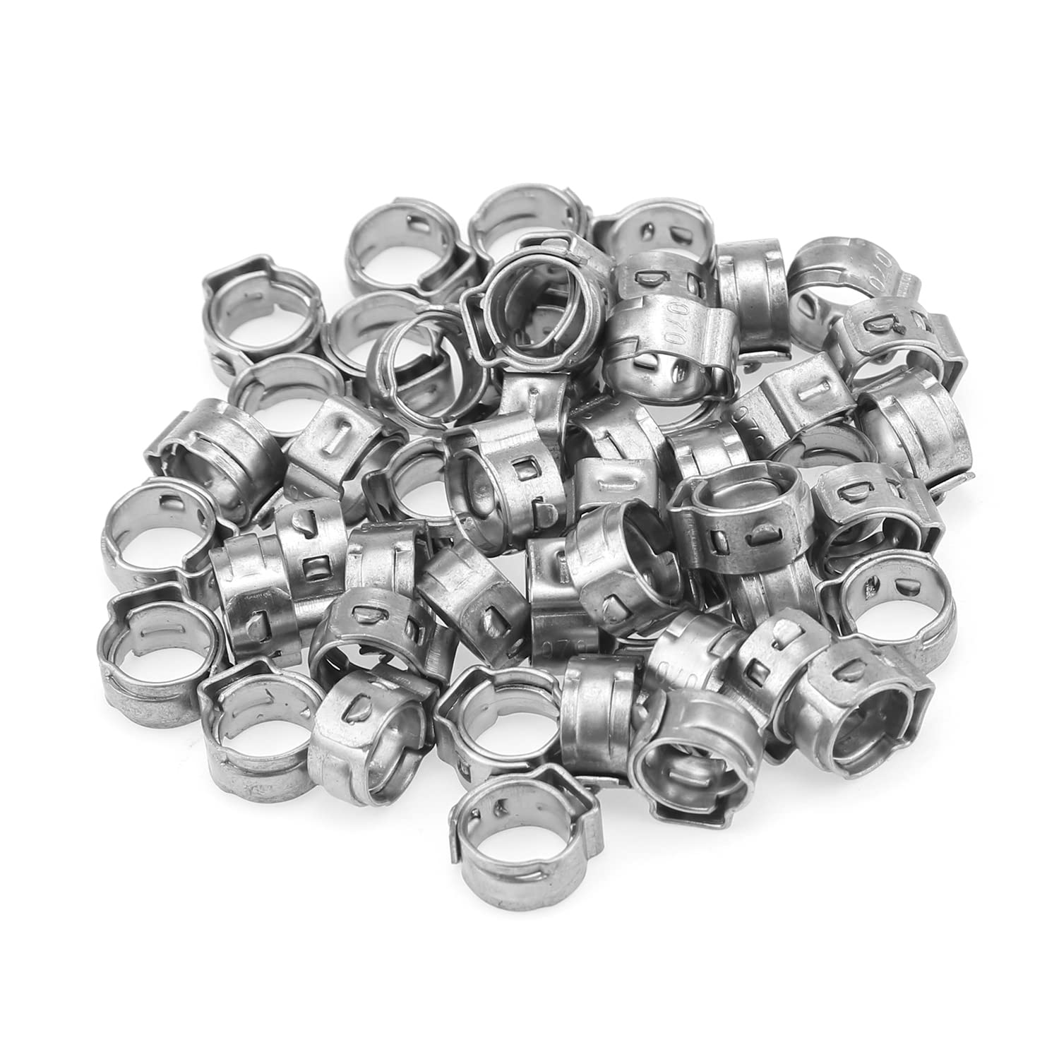 HELIFOUNER 50 Pieces 6-7mm 304 Stainless Steel Single Ear Hose Clamps
