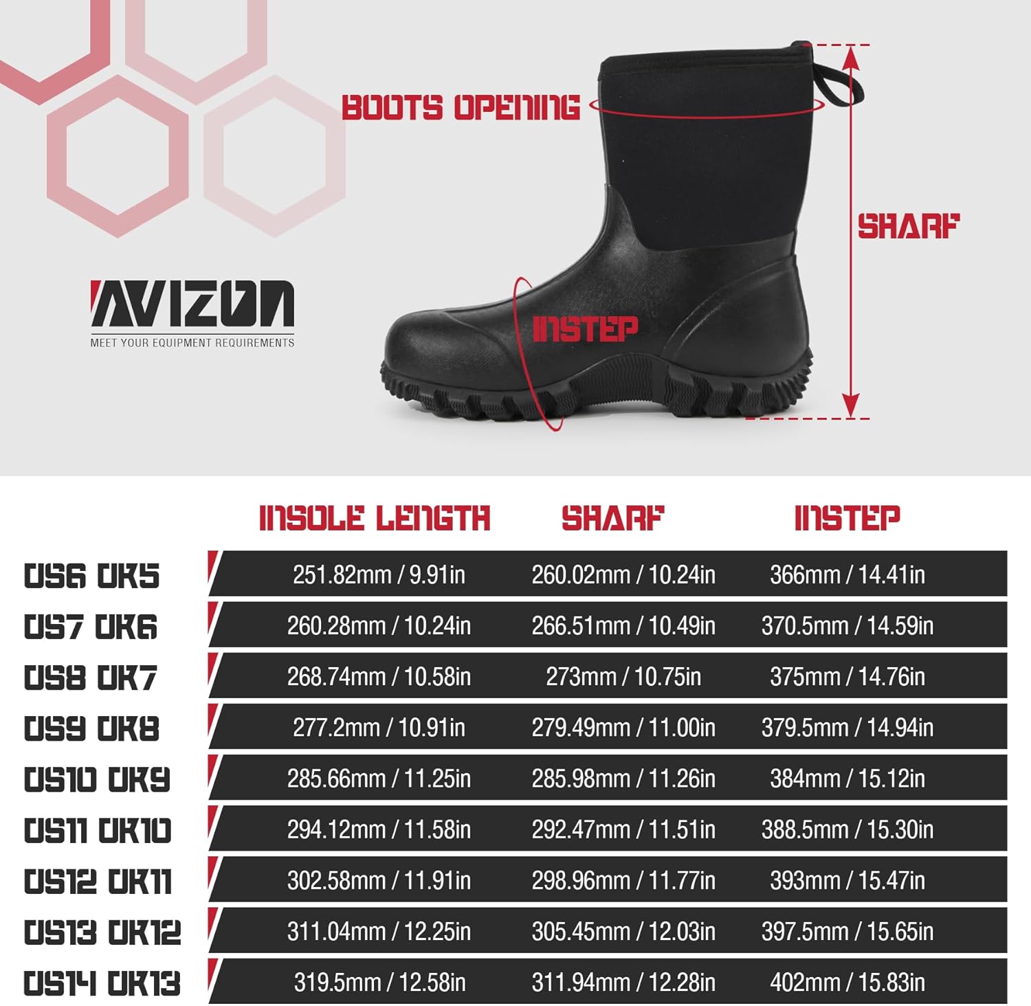 Waterproof Rubber Rain Boots with 6 mm Neoprene for Hunting, 10" Mid-calf Rubber Boots with Anti-Slip Sole for Mud Gardening Farming Working Outdoor Fishing, Size 6-14