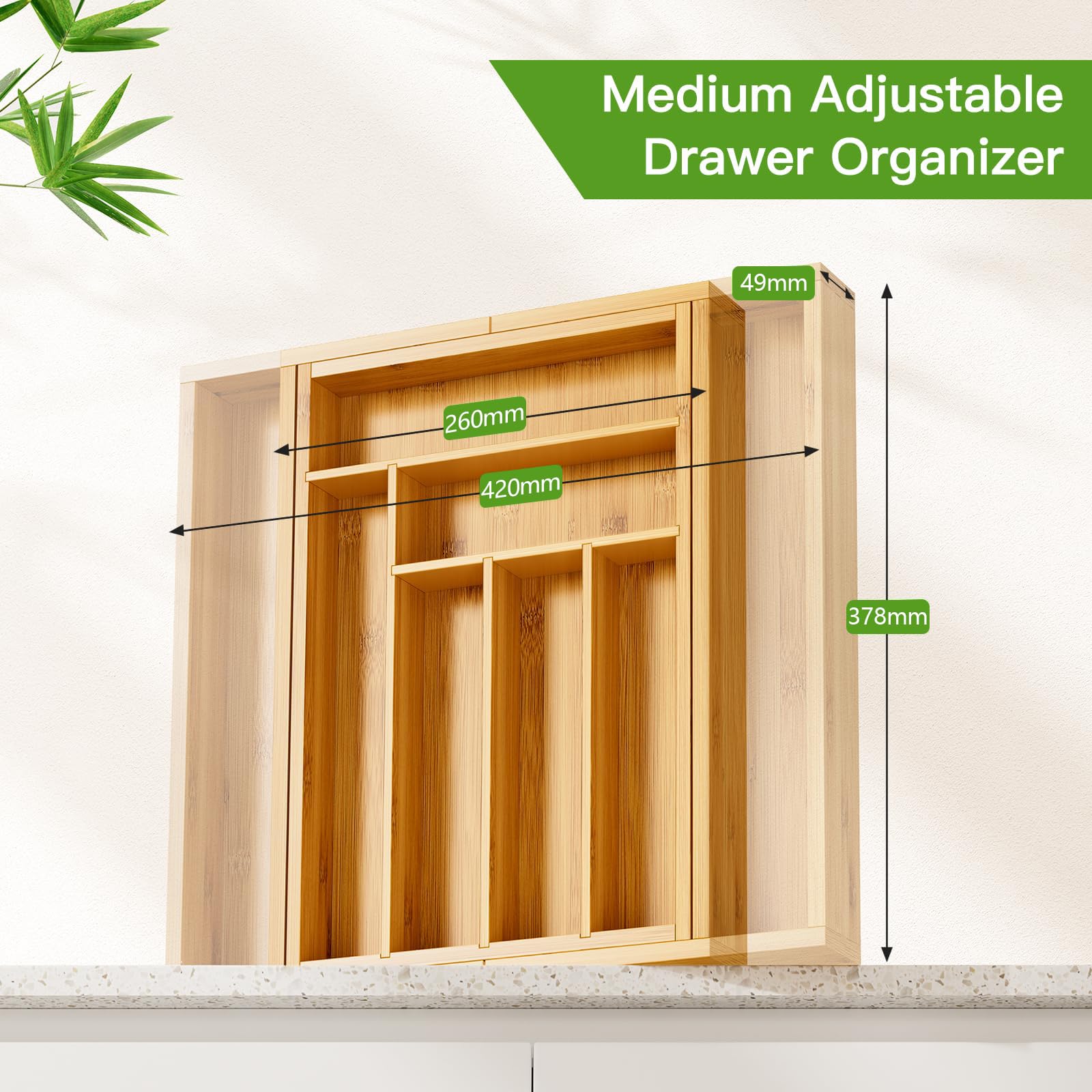 Pipishell Bamboo Espandibile Cassetto Organizer PIBCT03N