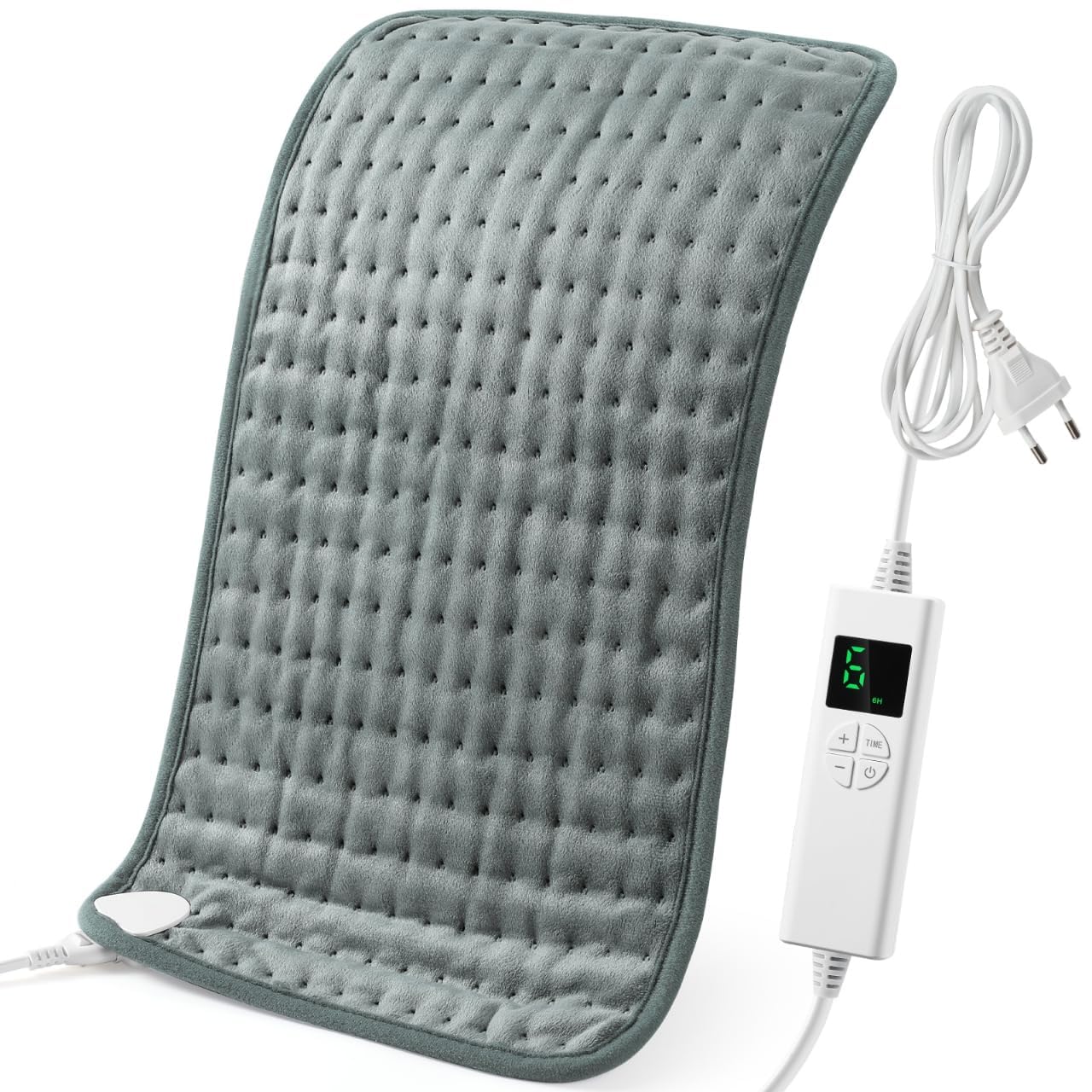 Manta Electrica Lumbar OneAmg,44x84 cm Esterilla Electrica mit 4-Stunden-Timer und 6 Heizstufen, Almohadilla Electrica Lumbar con Mando a Distancia Digital, Apagado Automático, Lavable a Máquina Gris