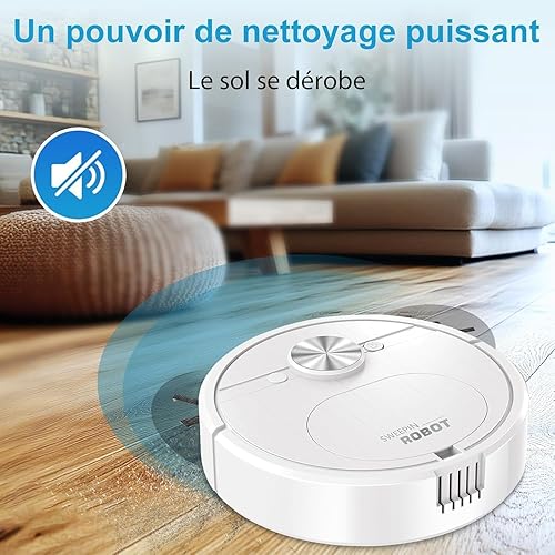 Miniatura 5 de Robot aspirador, función avanzada para evitar obstáculos de la fregona robot de vacío, diseño de robot aspirador, muy adecuado para suelos duros,