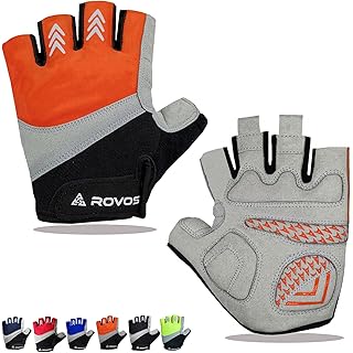 ROVOS Bike Gloves Men & Women Cycling Gloves Bicycle Gloves 5mm Absorbing Padded Half Finger Breathable Mountain Bike MTB Road Biking Gloves