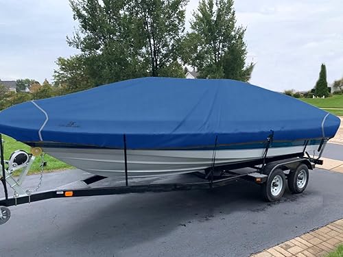 Miniatura 6 de Explore Land Funda impermeable remolcable para lanchas que se adapta a 14 pies a 16 pies de largo de hasta 76 pulgadas de ancho V-Hull Tri-Hull