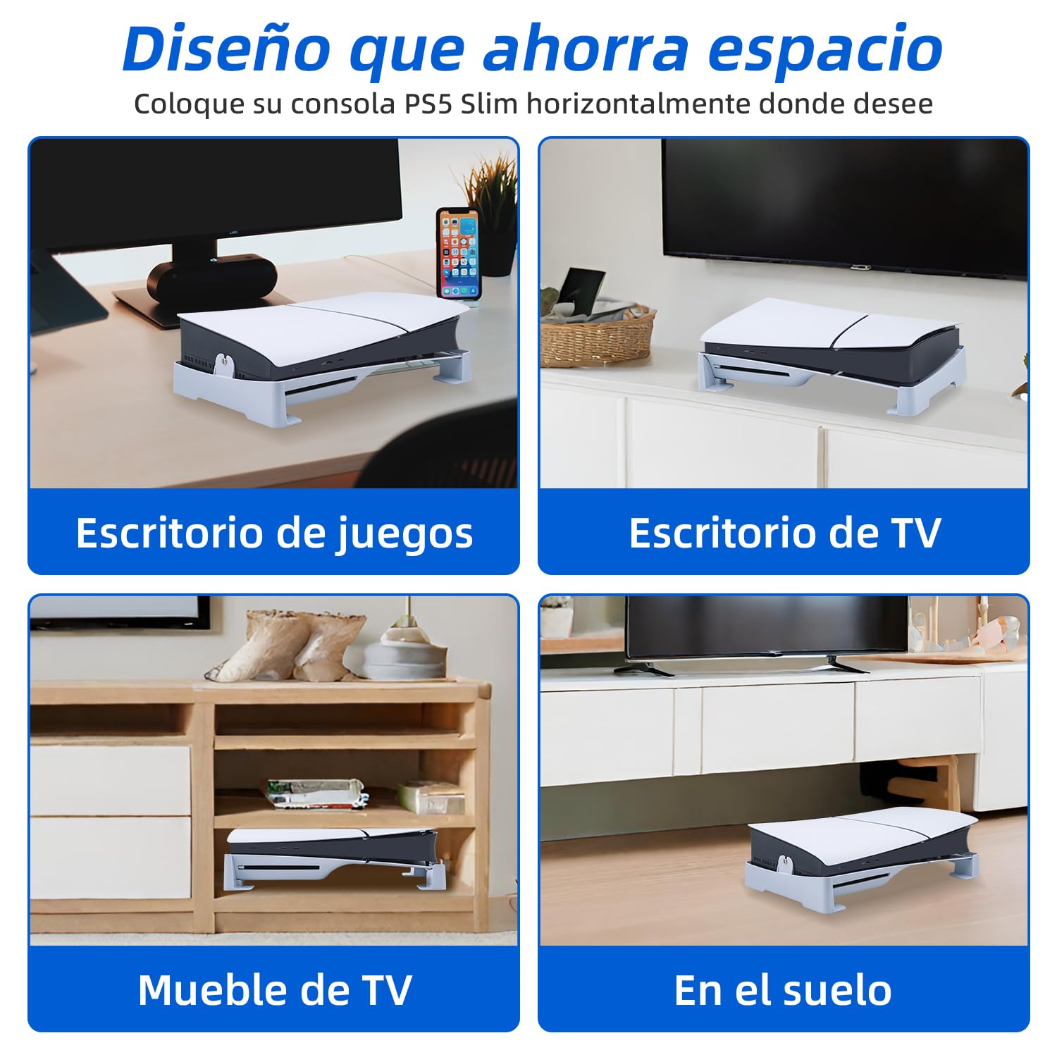 Mcbazel Soporte Horizontal Compatible con PS5 Slim/PS5 Pro DE/UHD Consola, Soporte de Base para PlayStation 5 Disco y Consola de Edición Digital