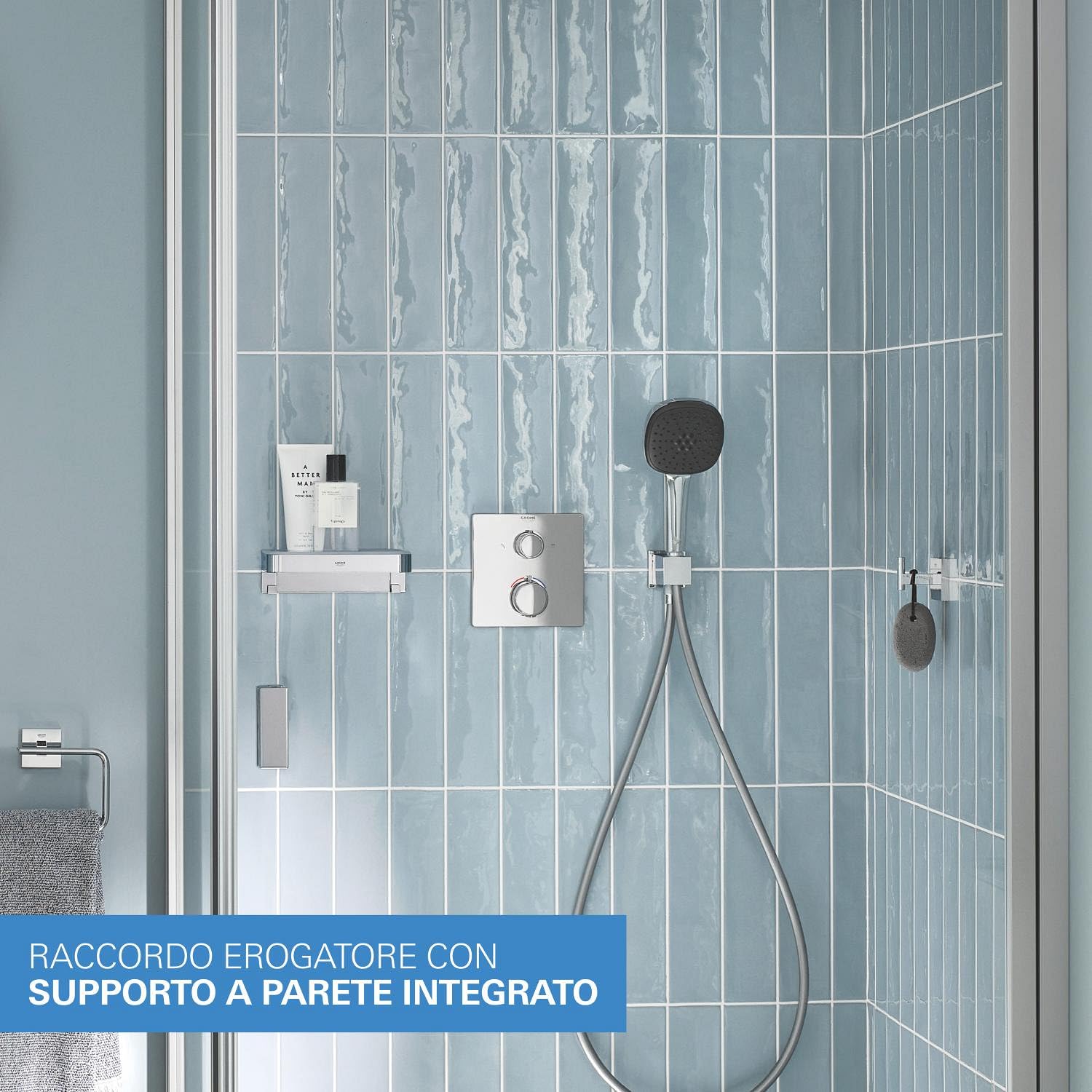 GROHE Precision Sistema Doccia da Incasso, Termostato 2 Vie, Soffione Vitalio Comfort 250, Manopola Doccetta 2 Getti, TurboStat, SafeStop, Cromo, 34882000