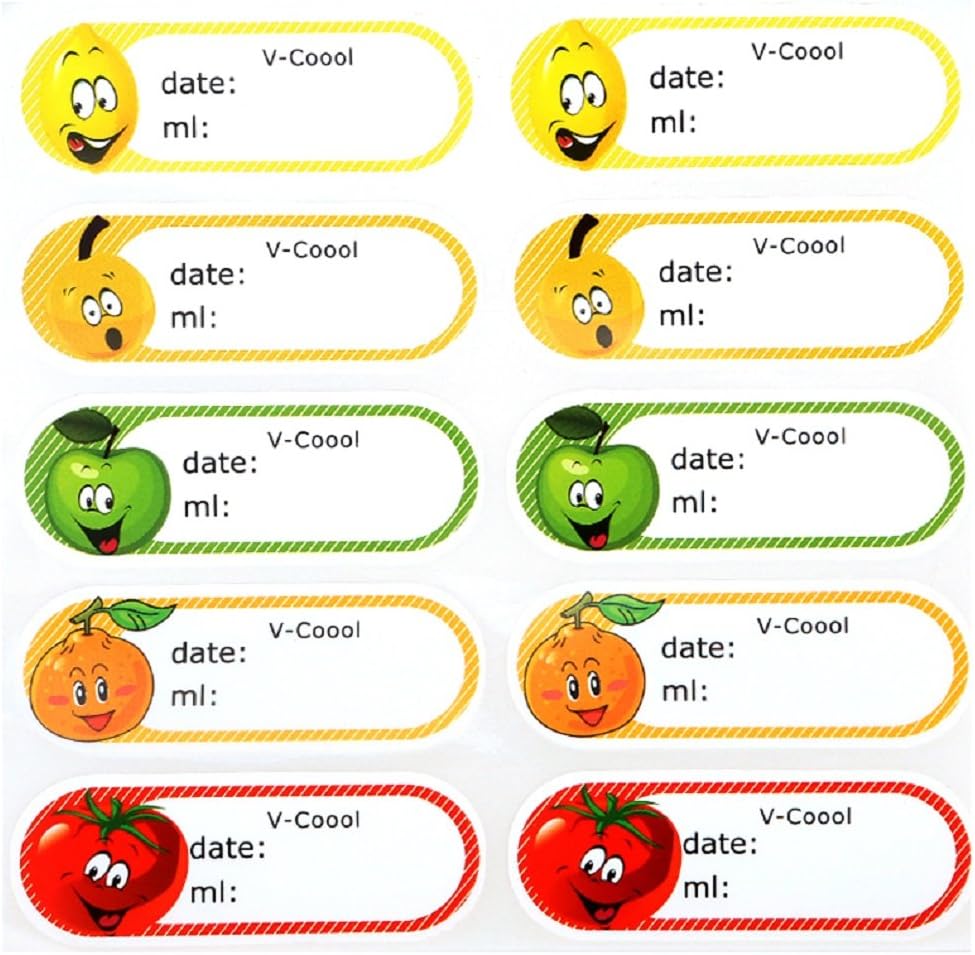 20 Sheets 200pcs Baby Bottle Labels Daycare Date Labels, Self-Laminating and Removable Labels Sticker for Bottle Jar Sippy Cup, Waterproof Write-On Name Date Labels for Daycare or Kitchen
