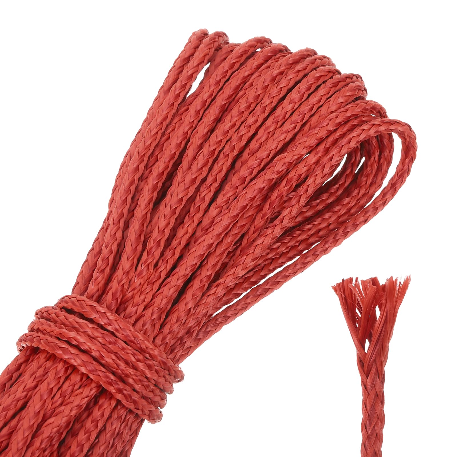 sourcing map 50Ft Braided Fishing Line, 1000lb 3mm Diameter Multipurpose Utility Paracord Line Wind Chime String Kite Line for Camping, Hot Air Balloon, Outdoor Survival, Red