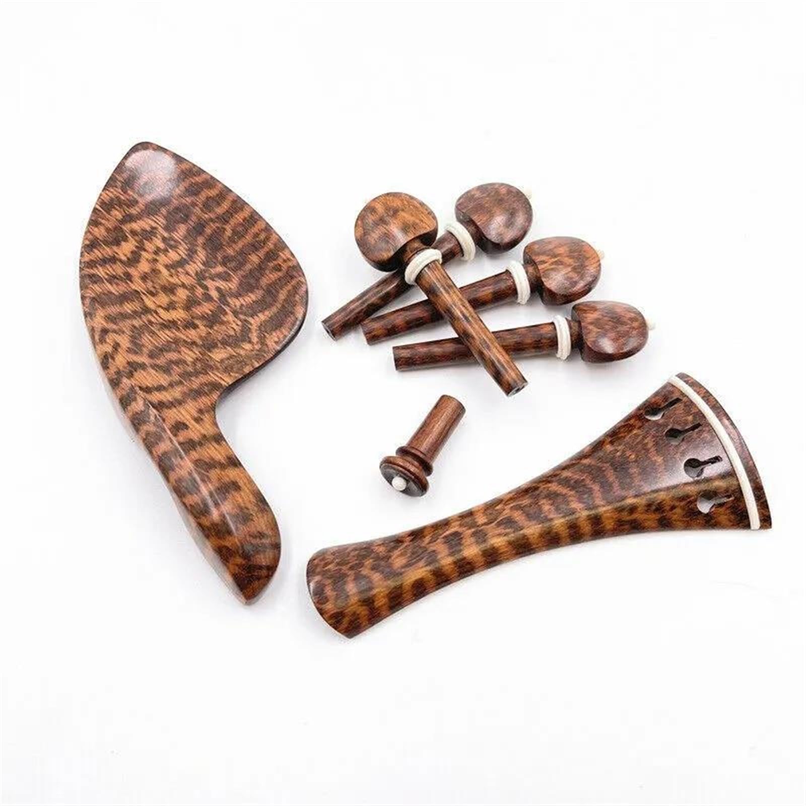 1set Violine Viola Schlangenholz Letterwood Teile SaitenhalterTuning Pegs Endpins Kinn Rest Geigenzubehör (Color : 4-4 ceollo)