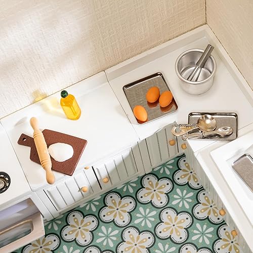 Miniatura 5 de Keldoner Muebles de madera para casa de muñecas a escala 1 y 12  Muebles de casa de muñecas, juguetes para casa de muñecas, cocina, armarios y