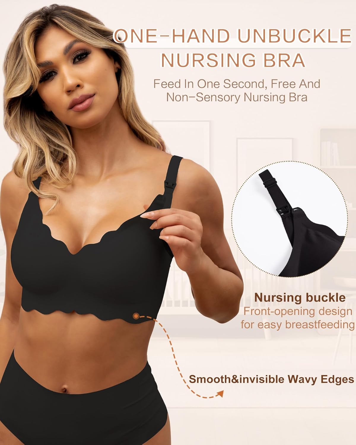 As Fairy Nursing Bras for Breastfeeding Wavy Seamless Comfort Maternity Bralette Wireless Pregnancy Sleep Bra with Support - Image 2